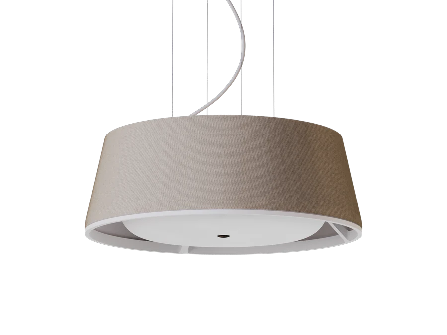 Nobi Pendant light, desert-coloured shade, hanging from its cable