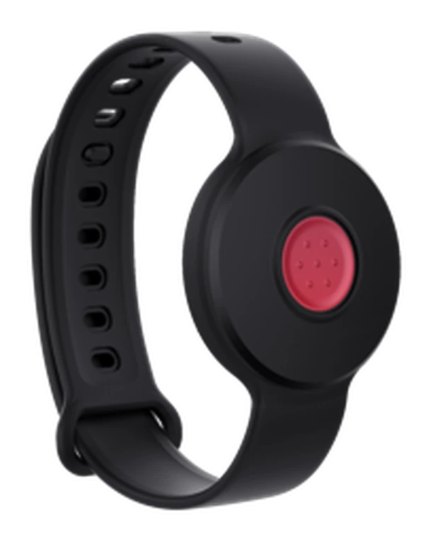 Nobi Wearable Call Button on a wristband.